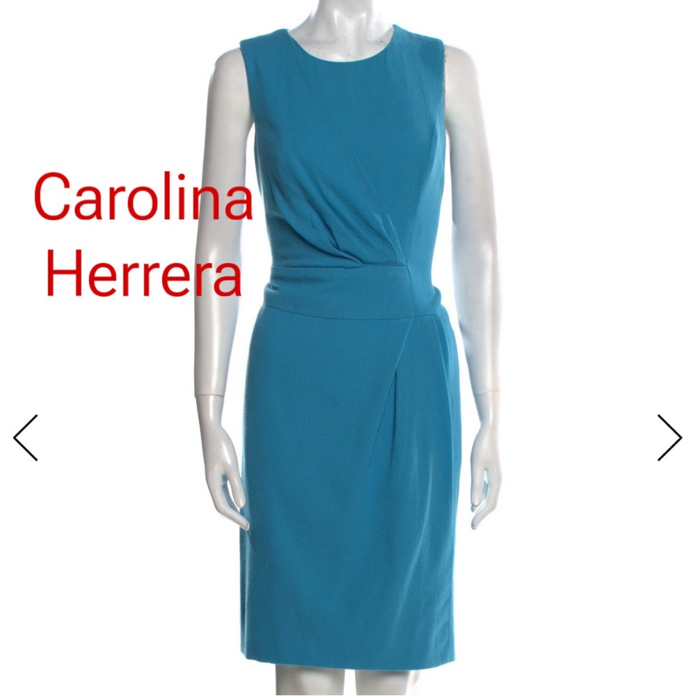 Authentic Carolina Herrera Elegant Blue Sleeveless Dress